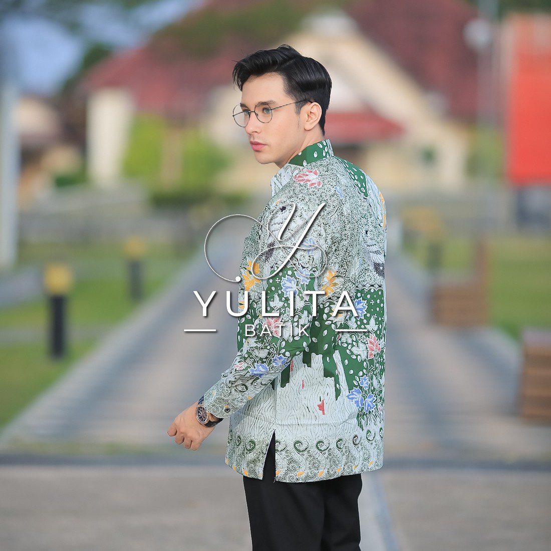 Baju Batik Pria Lengan Panjang Yulita Batik Premium YBP 005 Hijau - Image 2